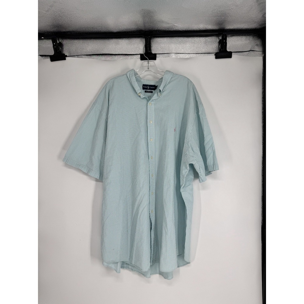 Polo Ralph Lauren 3XL Tall 3XLT Striped Button Down Short Sleeve Seersucker Pony